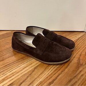 Earthing Harmony Barefoot Shoes Penny Loafer Suede Brown copper grounding soles